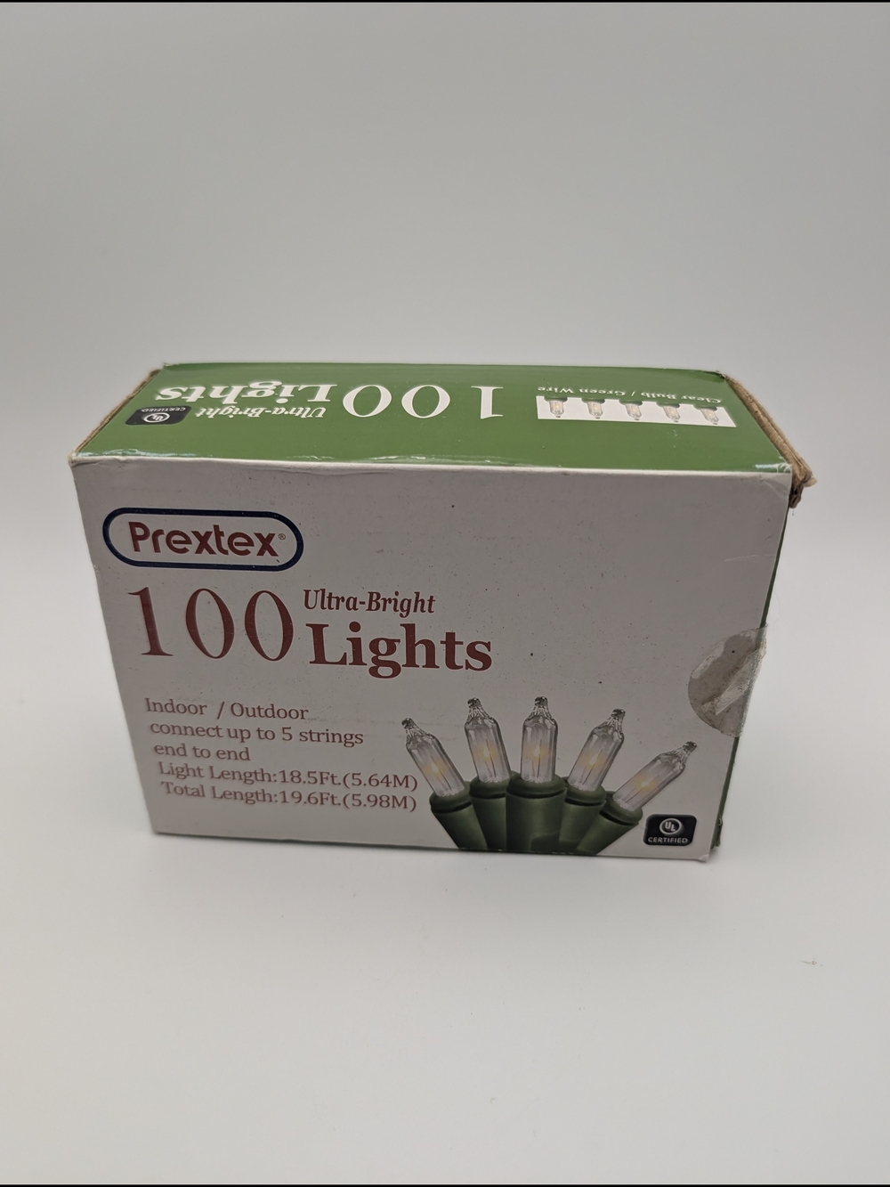 Prextex Ultra-Bright 100 Indoor/Outdoor Clear Lights Brand New Green Cord